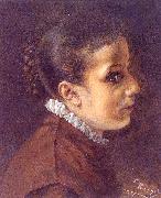 Adolph von Menzel Head of a Girl oil painting reproduction